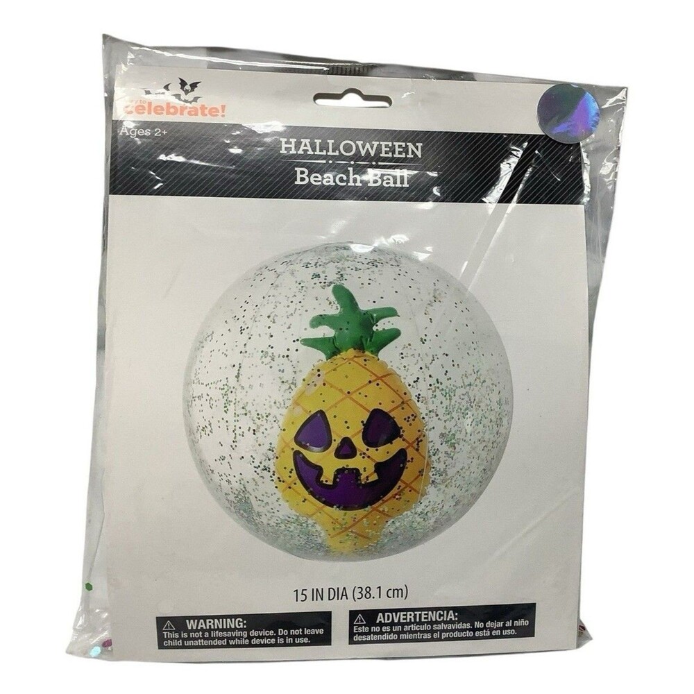 Halloween Pineapple Jack-O-Lanatern Beach Ball By Celebrate Sparkle 15”